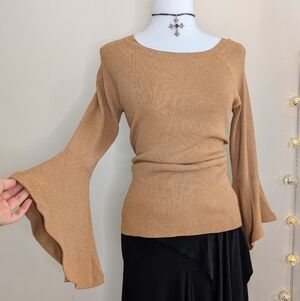 INC International Concepts Tan Bell Sleeve Blouse